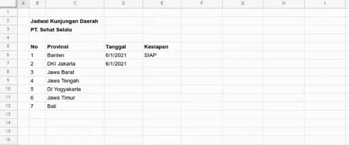 Cell dengan isi yang sama