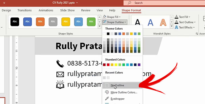 Samarkan shape agar teks terlihat