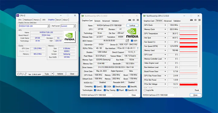 NVIDIA P106-100 terinstal dengan driver GeForce GTX 1060 6GB